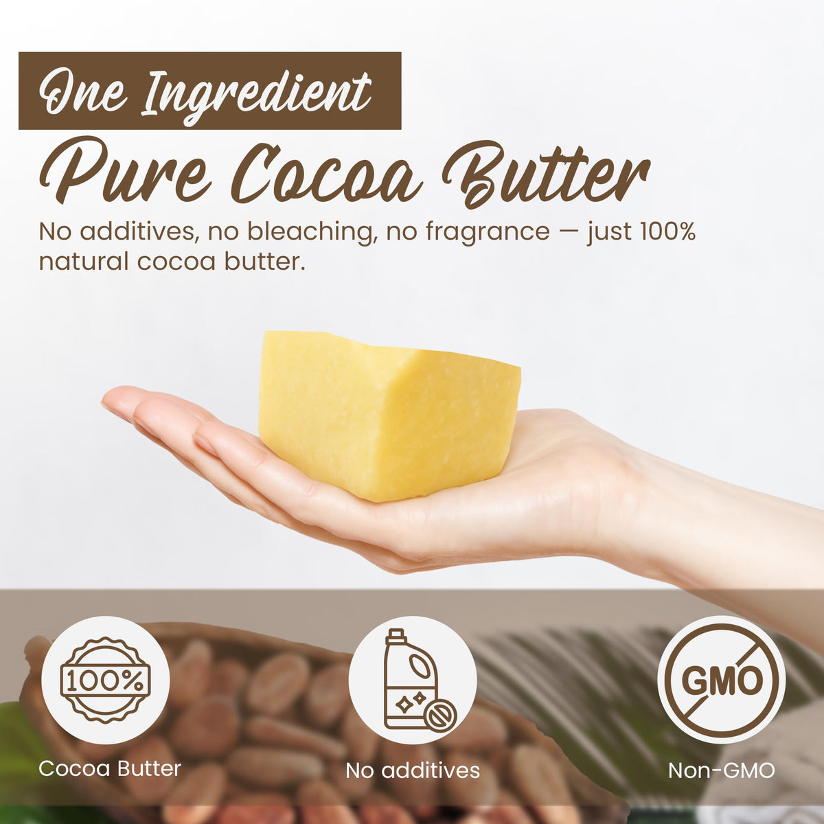 SAAQIN cocoa butter chunks texture close-up showing creamy, workable consistency