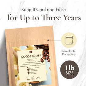 SAAQIN cocoa butter on bathroom shelf with candles, natural self-care ingredient
