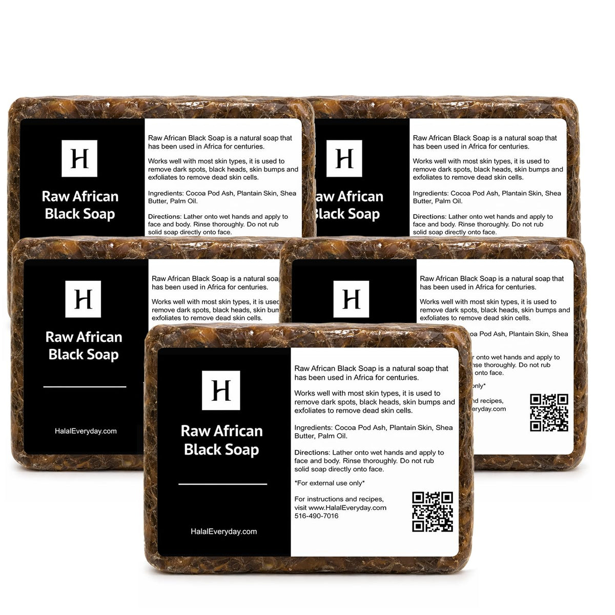SAAQIN front packaging 5 lb black soap bar showing product weight and natural benefits