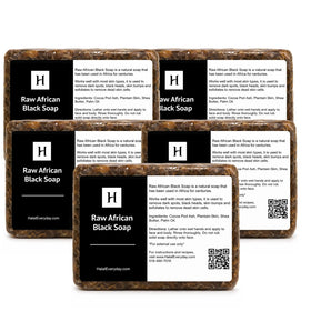 SAAQIN front packaging 5 lb black soap bar showing product weight and natural benefits
