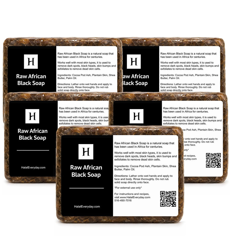 SAAQIN front packaging 5 lb black soap bar showing product weight and natural benefits