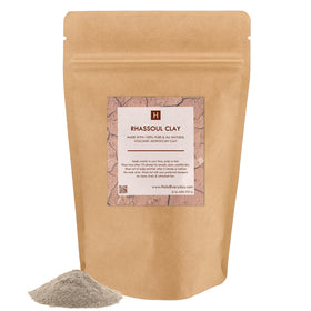 SAAQIN front packaging of 1 lb Rhassoul clay showing product clarity and size