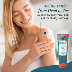 Saavy Naturals open jar revealing creamy texture for deep moisturization