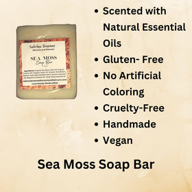 Sabrina Breanna ingredient layout with sea moss and oils conveying natural formulation