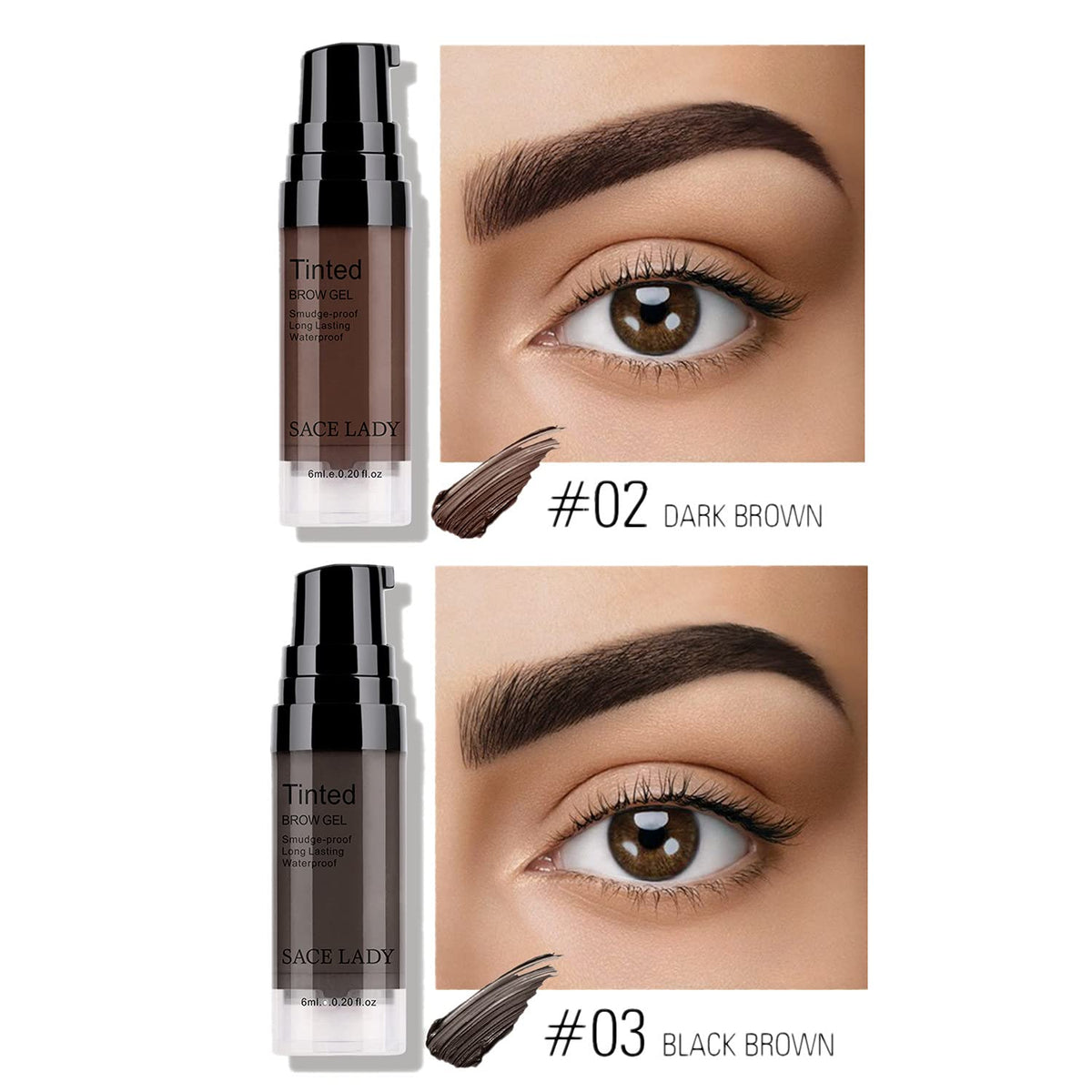 SACE LADY brush with gel on tip demonstrating precise application and hair-like strokes