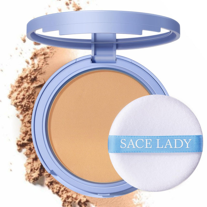 SACE LADY compact front open showing powder pan for easy touch-ups