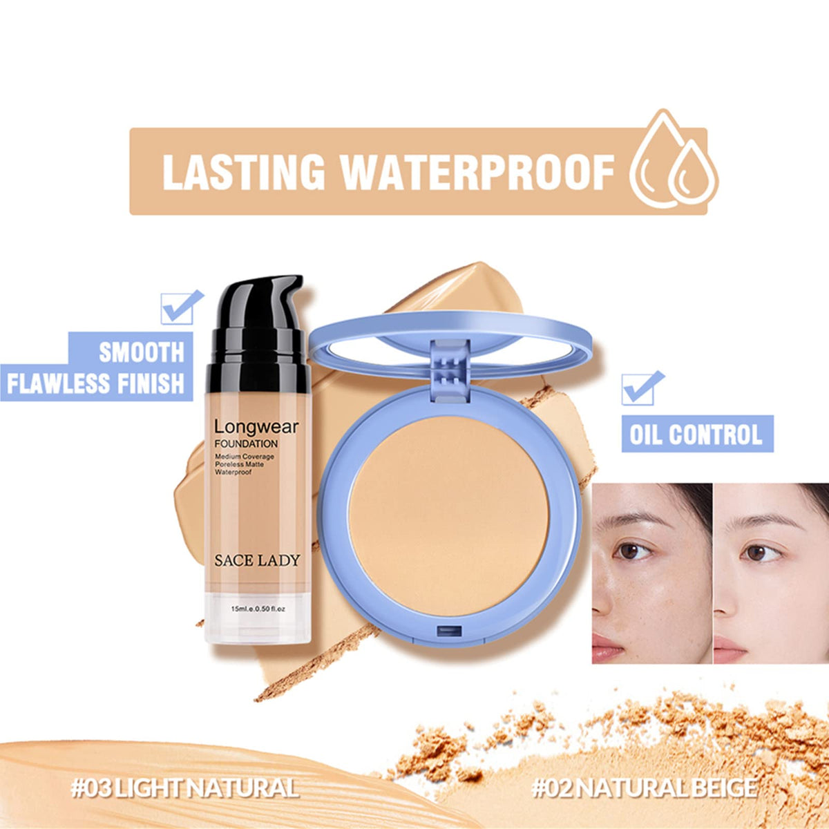 SACE LADY foundation pump close-up highlighting smooth blendable coverage