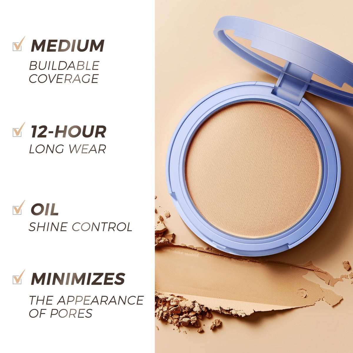 SACE LADY powder inside a travel bag demonstrating on-the-go touch-up benefit