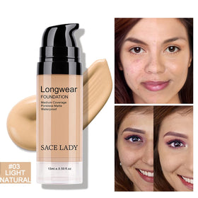 SACE LADY pressed powder compact open to show puff and matte finish control