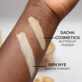 Sacha compact beside hand illustrating the 0.35 oz travel-friendly benefit