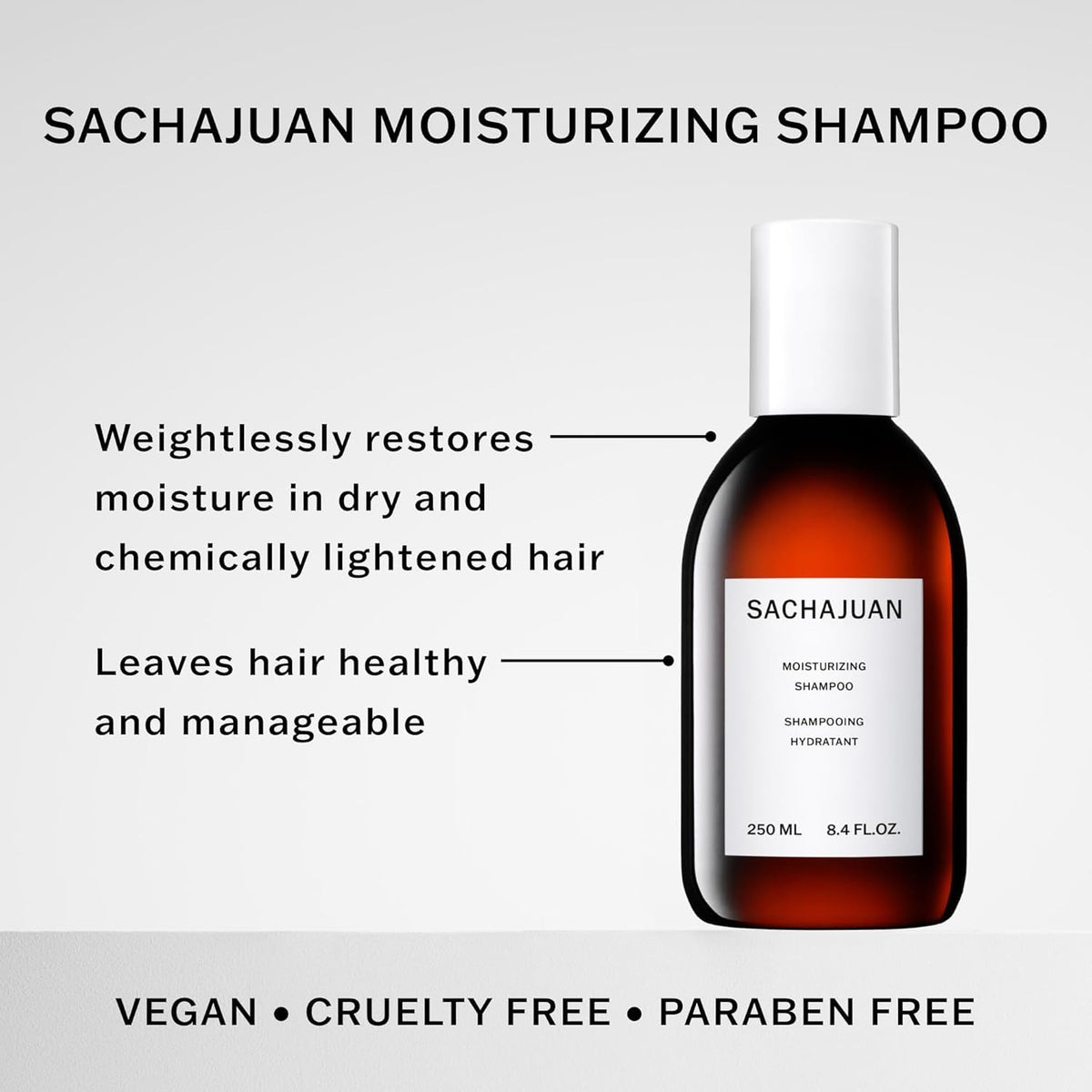 SACHAJUAN label close-up highlighting Ocean Silk Technology and argan oil