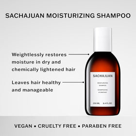 SACHAJUAN label close-up highlighting Ocean Silk Technology and argan oil