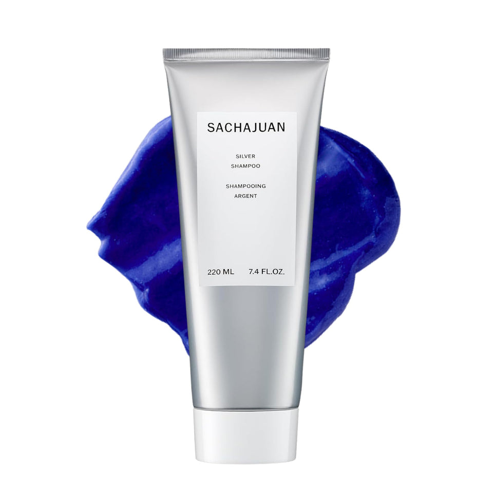 SACHAJUAN front bottle view showing packaging and purple shampoo benefit