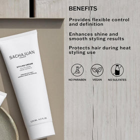 SACHAJUAN styling cream texture close-up highlighting silky, non-greasy feel