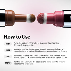 Sacheu applied on cheek being blended for defined yet natural-looking sculpt