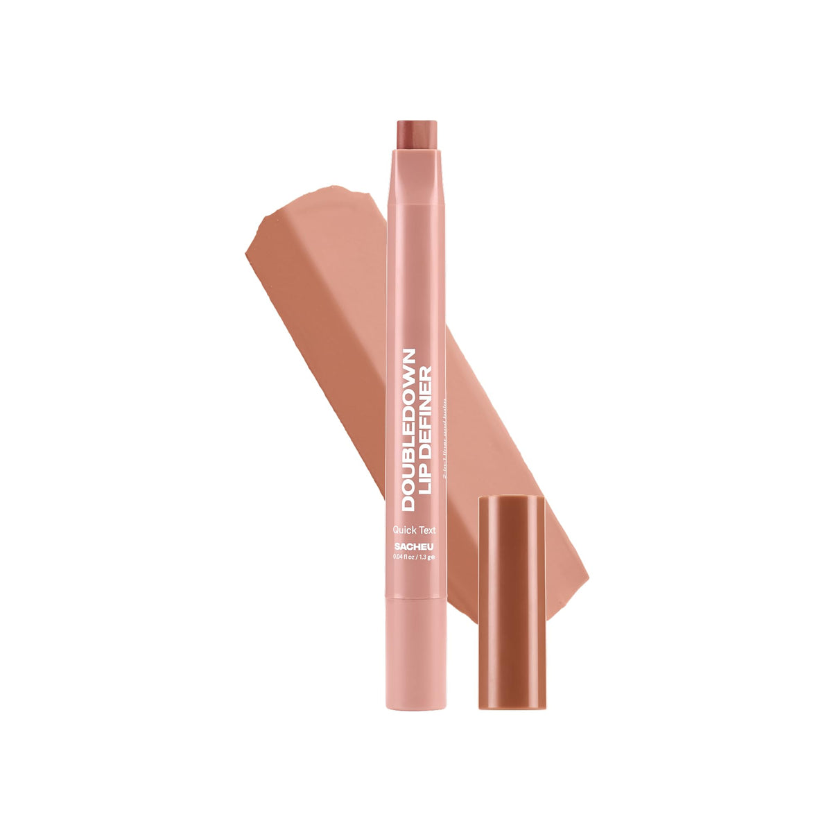 Sacheu front view of dual lip definer showing compact packaging and easy use