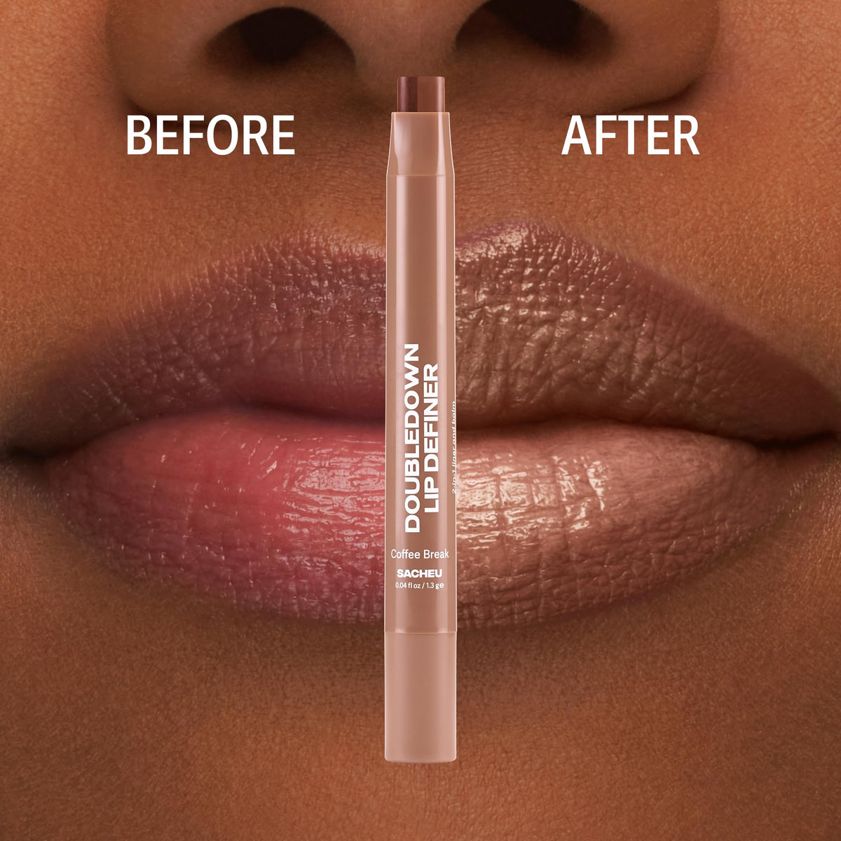 Sacheu side profile of Coffee Break shade showing rich satin payoff