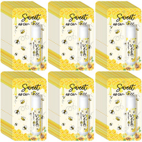 Sacubee front packaging showing 30 bee lip balms and festive presentation benefit