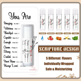 Sacubee tube label Bible verse detail providing inspirational gifting