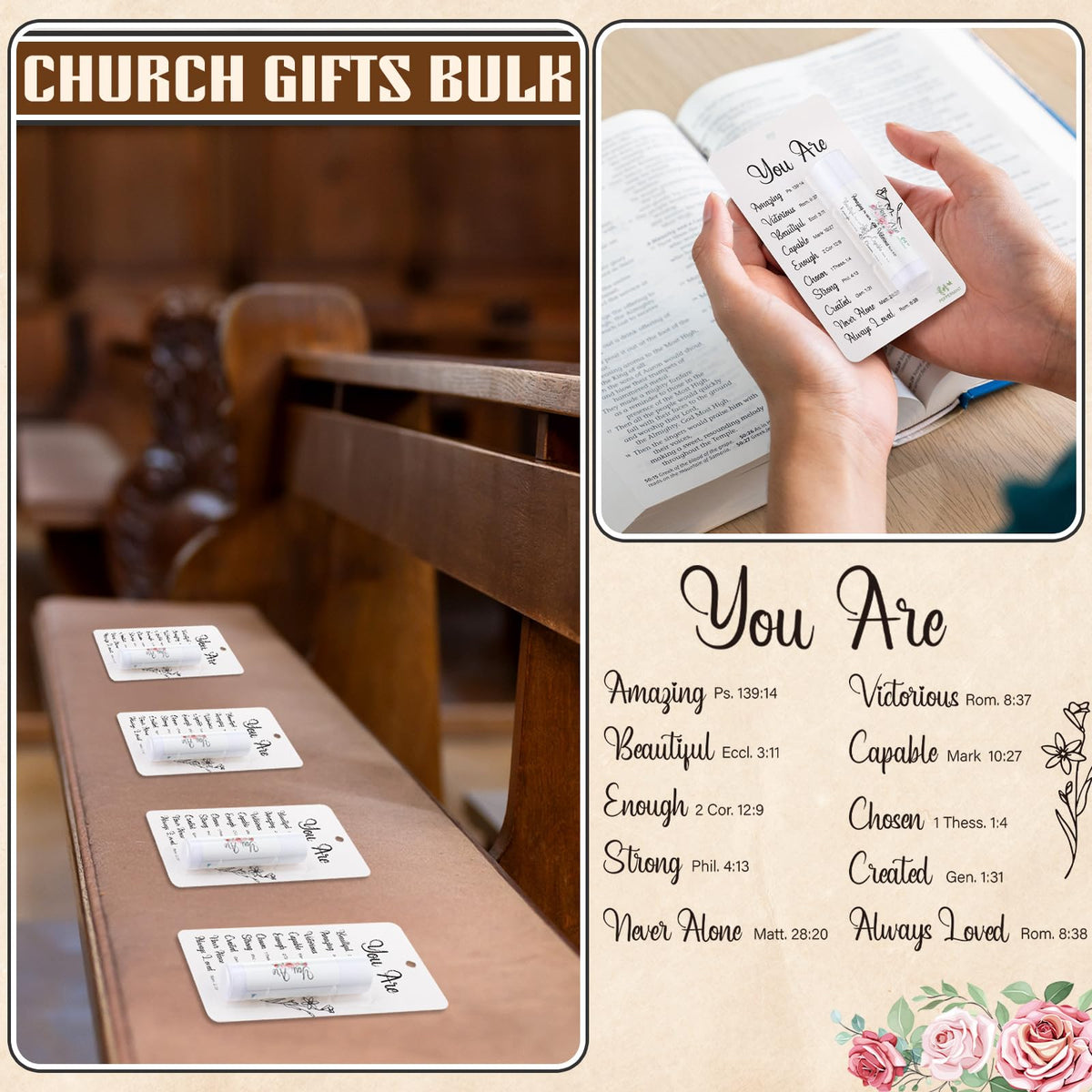 Sacubee lip balm used at a church table as thoughtful giveaway