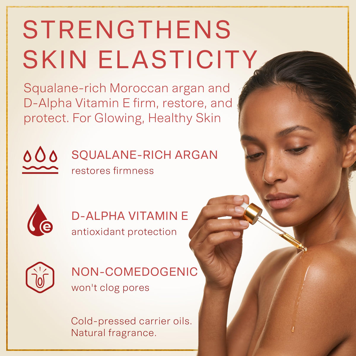 SAFA texture drop of oil on skin, demonstrating fast absorption and silky finish