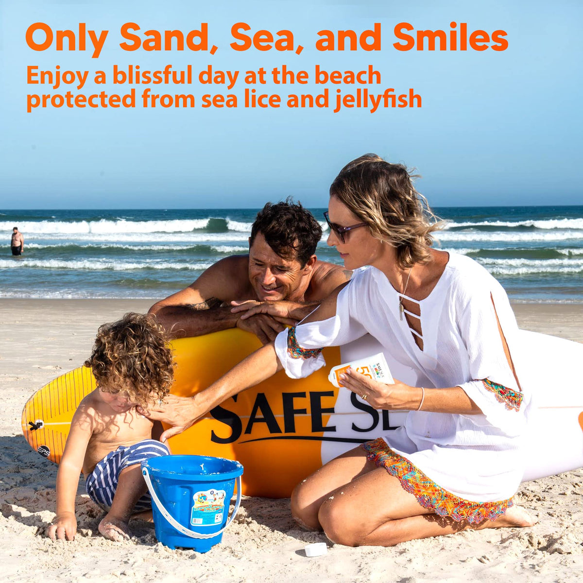 SAFE SEA applied to child arm demonstrating gentle, quick-absorbing protection