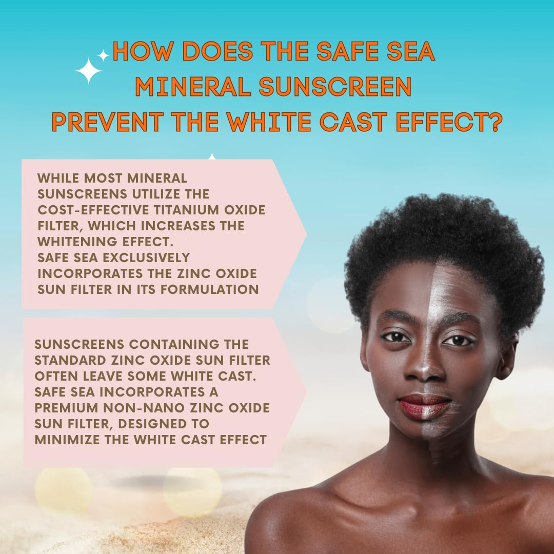 SAFE SEA applying to face demonstrating clear, no-white-cast benefit