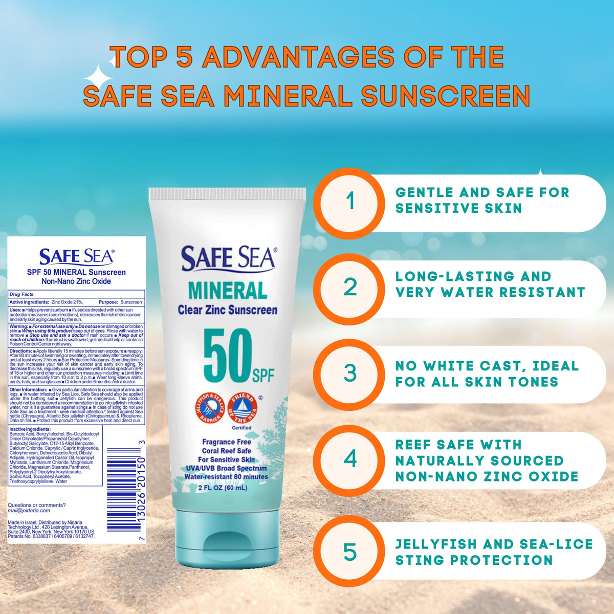 SAFE SEA clear lotion texture close-up demonstrating smooth application benefit