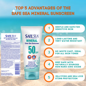 SAFE SEA clear lotion texture close-up demonstrating smooth application benefit