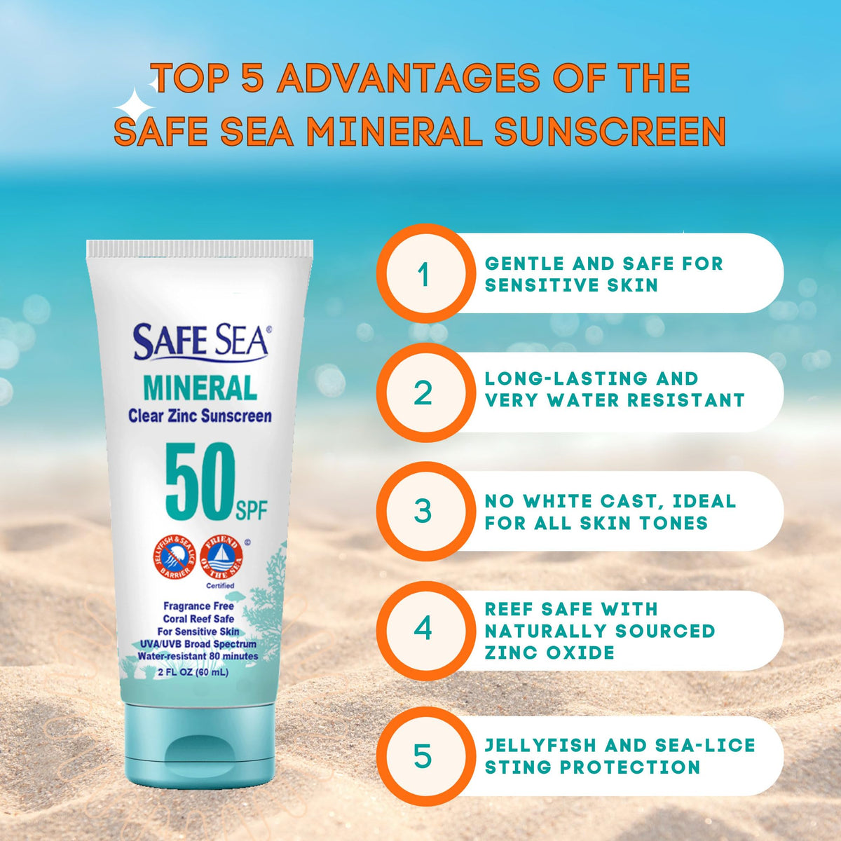 SAFE SEA clear zinc oxide texture close-up demonstrating lightweight finish