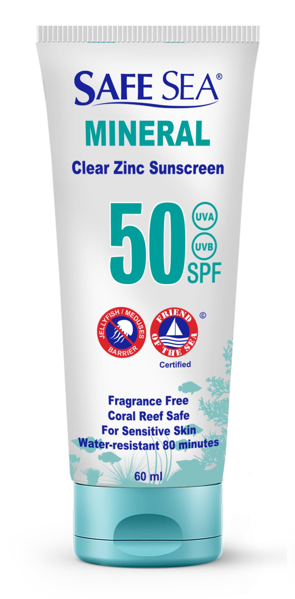 SAFE SEA front packaging 2oz bottle showing compact travel-friendly protection