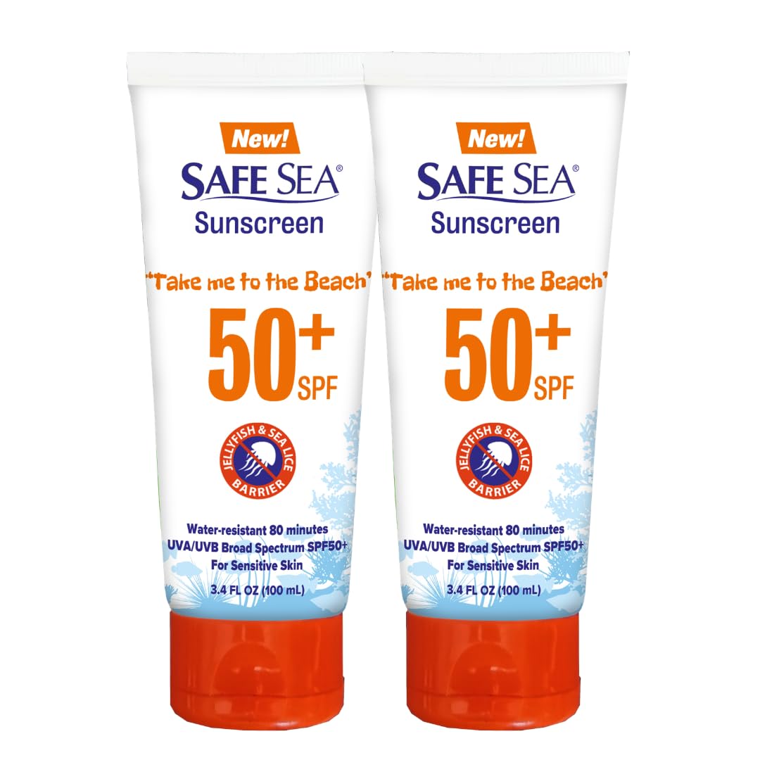 SAFE SEA front packaging showing twin tubes and SPF 50 protection benefit