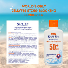 SAFE SEA label close-up with instructions and tested protection details