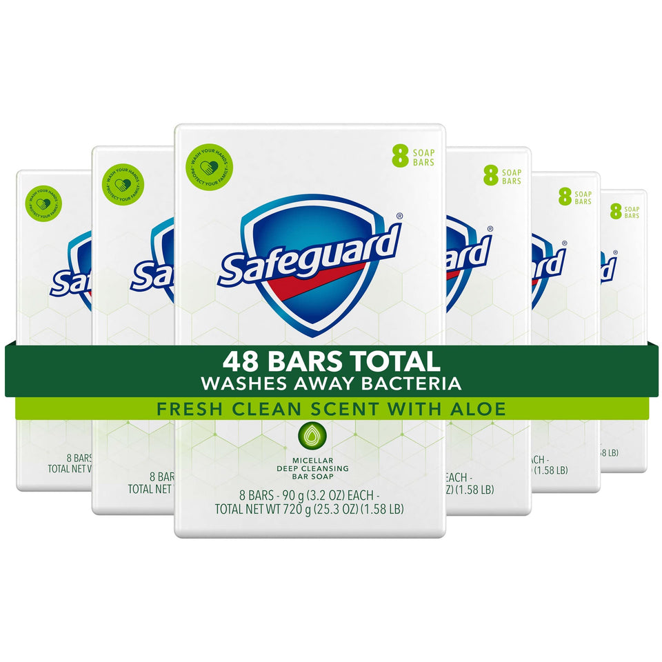 Safeguard bar front packaging showing multipack and clean benefits