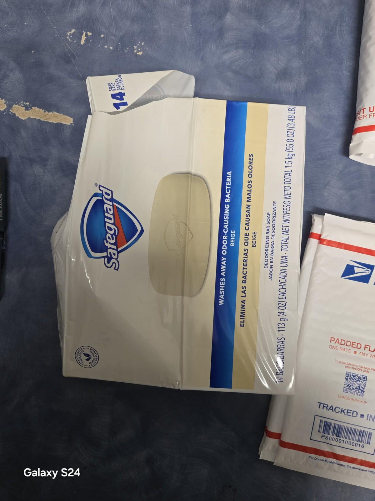 Safeguard bar on soap dish for size comparison and everyday bathroom fit