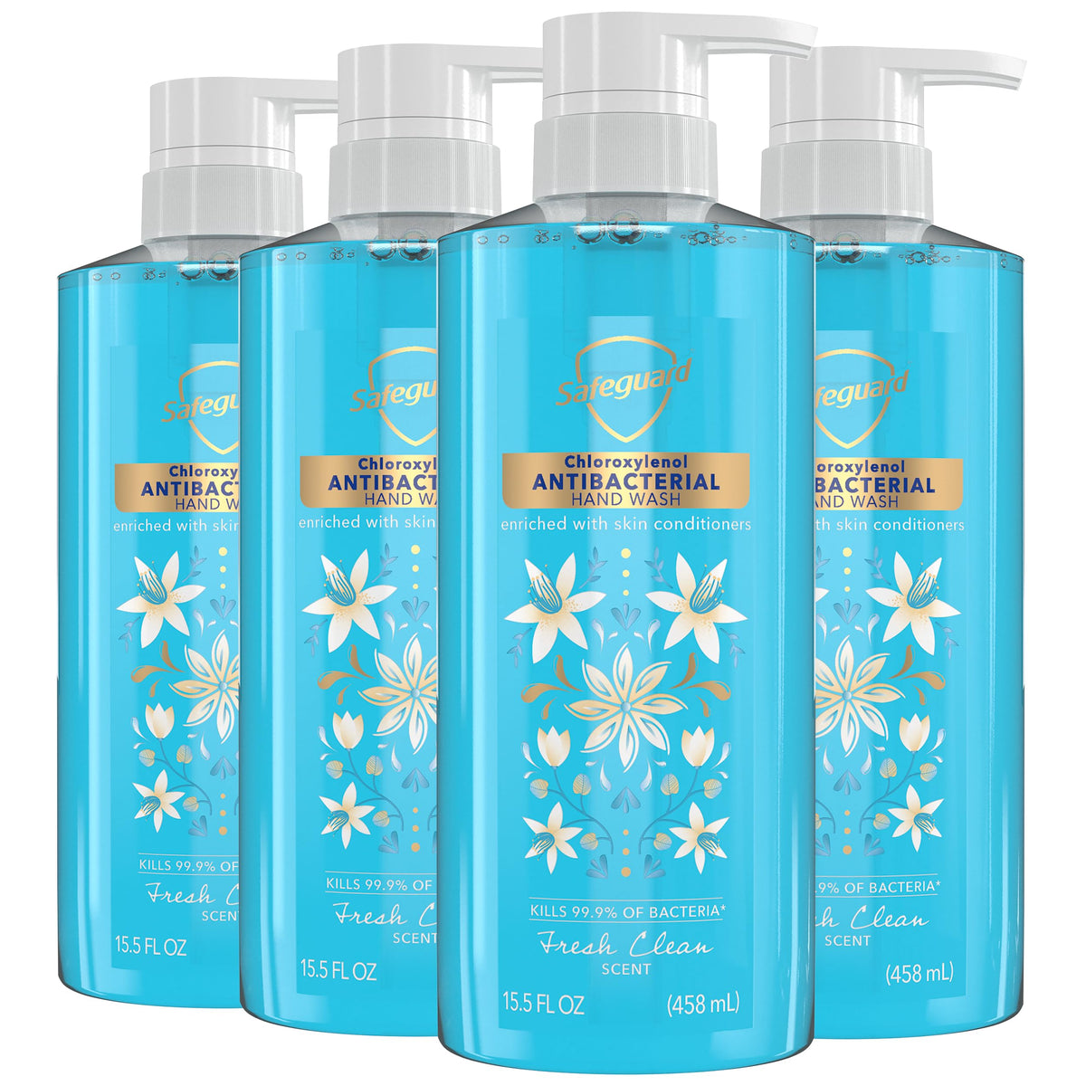 Safeguard front packaging showing 15.5 oz bottle and fresh clean scent benefit