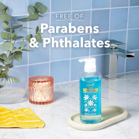 Arrangement of natural ingredients emphasizing Safeguard moisturizing and fragrance benefit