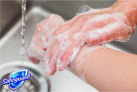 Safeguard in hand producing lather to show effective cleansing and rinsing
