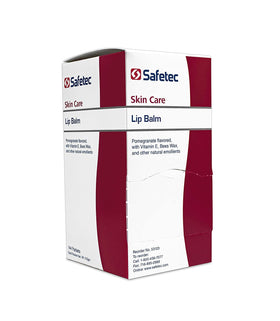 Safetec lip balm single tube closed in hand for easy pocket carrying