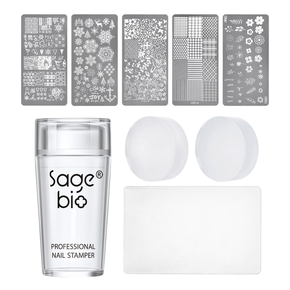 SAGEBIO front view of clear stamper showing ergonomic body and scraper benefit precision