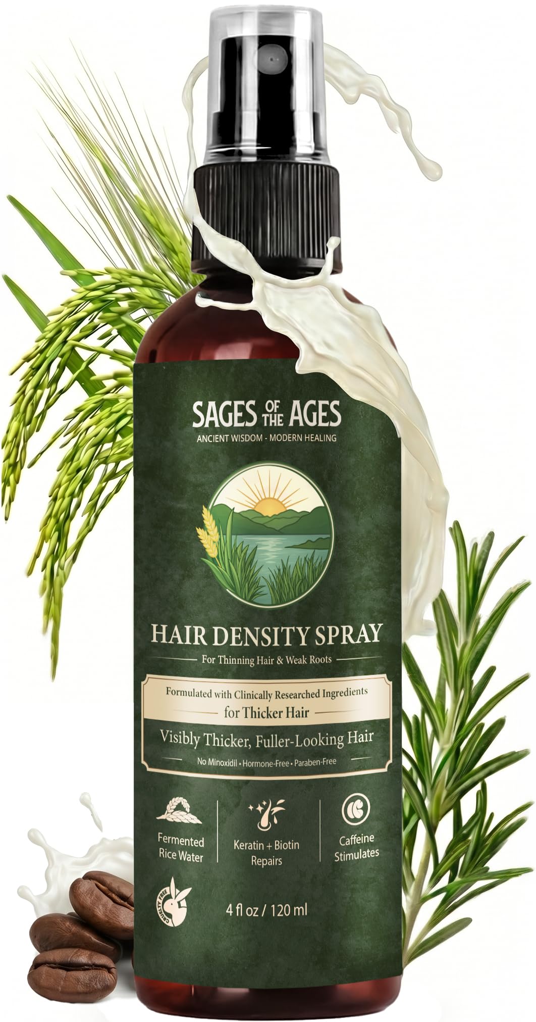 Sages Of The Ages front packaging showing bottle and label, highlights key benefits
