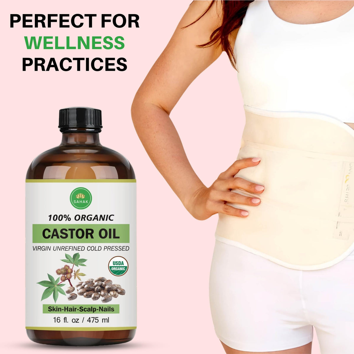 SAHAK size comparison hand holding bottle showing generous 16 oz value