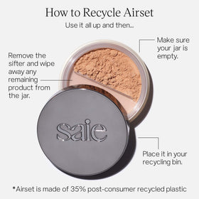 Saie Airset compact with brush for quick touchups and shine control on-the-go