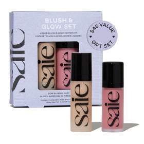 Saie blush & glow set front packaging showing both products and branding benefit: easy giftable kit