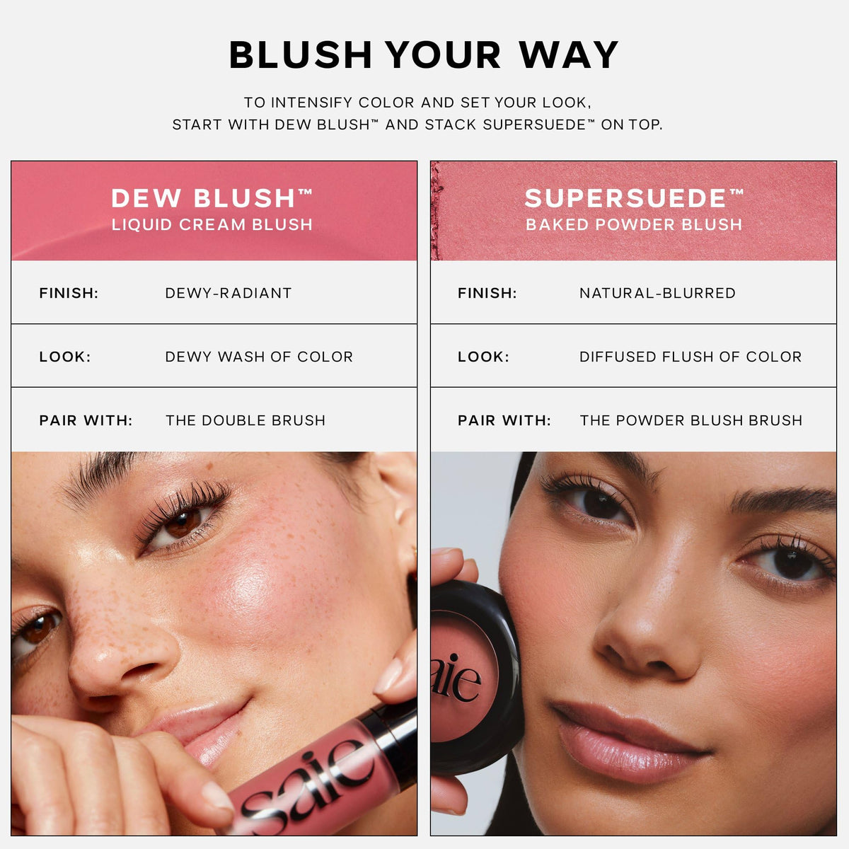 Saie open cap with visible label listing clean ingredients