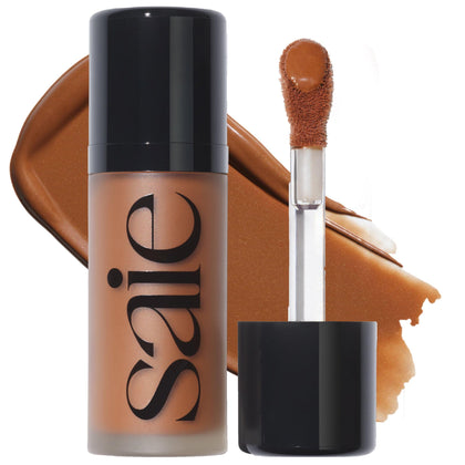 Saie front packaging of Dew Bronze showing compact bronzer and branding benefit easy application