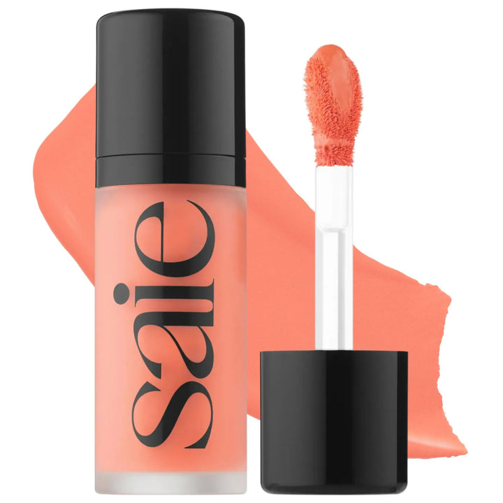 Saie Dew Liquid Blush front packaging showing Hottie shade and benefits
