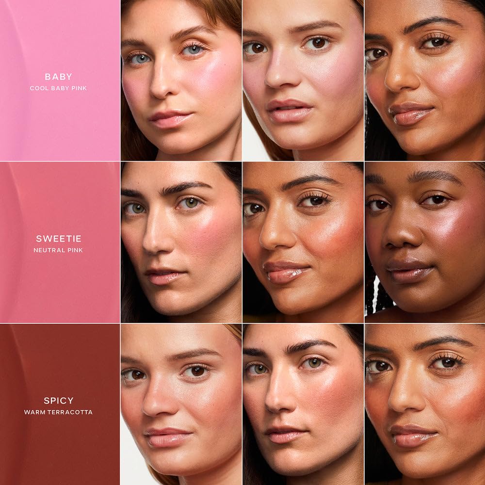 Saie cream-to-liquid texture swipe showing blendable, hydrating finish