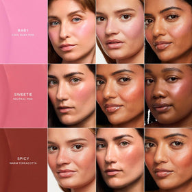 Saie cream-to-liquid texture swipe showing blendable, hydrating finish
