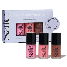 Saie blush trio front packaging showing three sticks and benefits